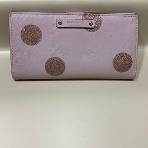 Kate Spade Haven Lane Stacy Glitter Dot Wallet In Pink Plum Dawn Preowned